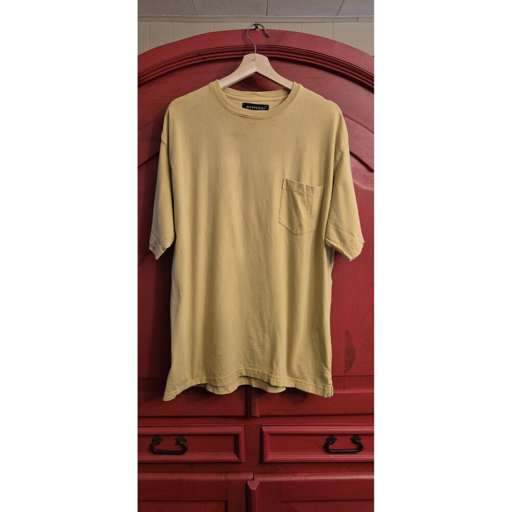 Britches XL Classic Basic Thick Cotton Yellow Short-Sleeve Men T-Shirt EUC
